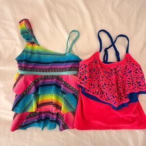 Girls Swimwear Bundle | Size 7 | 2-Piece Swimsuit Lot | Colorful Tankini Tops